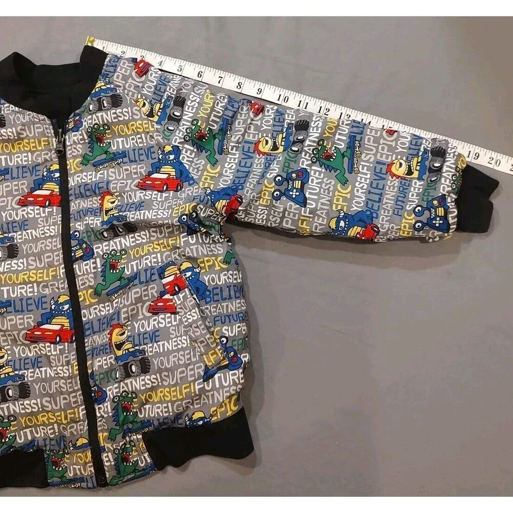 365 Kids From Garanimals Reversible Bomber Jacket-Size 6 Multi Colors Cars